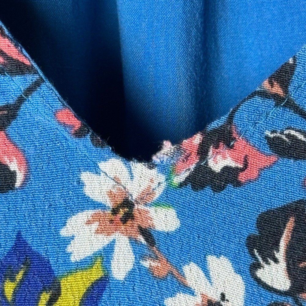 Anthropologie Robin Tiered Mini Dress LP Blue Green Floral Boho Cottagecore - Picture 2 of 11
